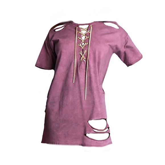 Lace-Up Oversized Tshirt Dress - Picture 3 of 5